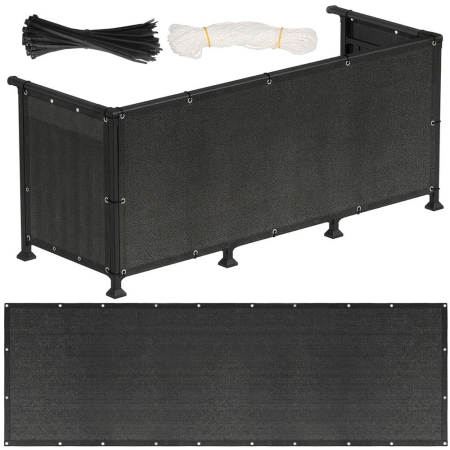 Paravan plasa umbrire pentru balustrada balcon, 95% umbrire, impermeabila, 600x100 cm, antracit [11]