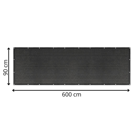 Paravan plasa umbrire pentru balustrada balcon, 95% umbrire, impermeabila, 600x90 cm, antracit [2]