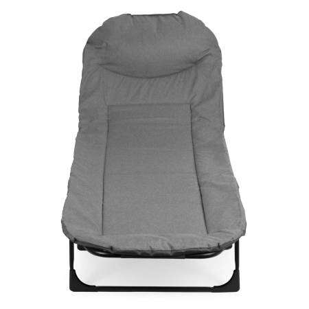 Pat camping pliabil tip sezlong, cu tetiera reglabila si buzunar lateral, maxim 120 kg, 65x200x88 cm, gri [6]