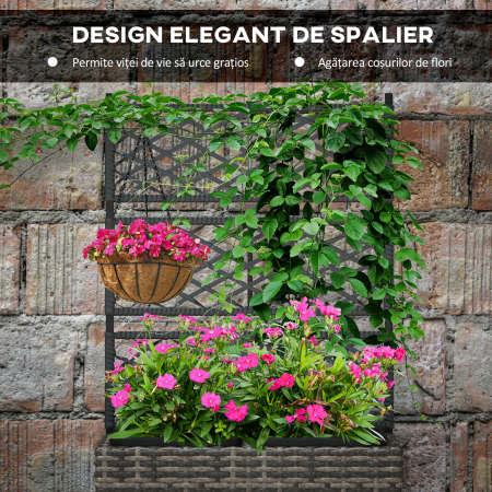  Pat De Flori De Sine Statator Cu Doua Cutii De Plante Pentru Gradina 57x30x107cm Mixt Gri [5]