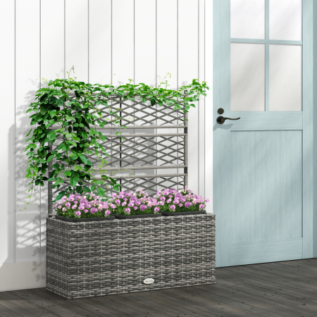  Pat De Flori De Sine Statator Pentru Gradina, Jardiniera Pentru Plante Cataratoare 84x30x107cm Gri Deschis [1]