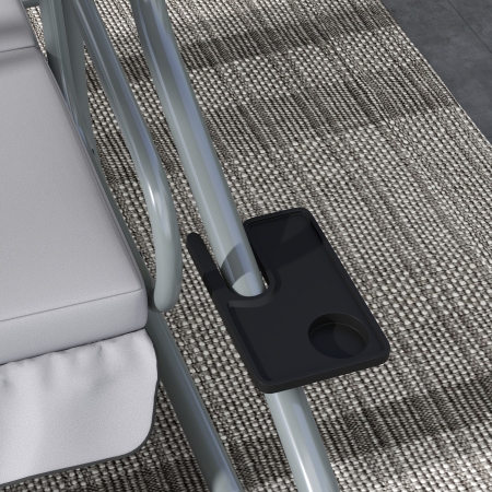  Pat de Gradina cu Copertina Reglabila si Suport pentru Pahare, Balansoar de gradina din otel si poliester, 200x120x164 cm, Gri Deschis [8]