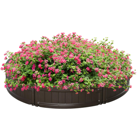 Living & hol -  Pat de gradina inaltat din HDPE, jardiniera de exterior rotund, Φ123x21cm, maro
