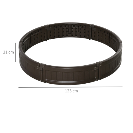  Pat de gradina inaltat din HDPE, jardiniera de exterior rotund, Φ123x21cm, maro [2]
