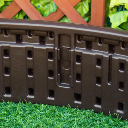  Pat de gradina inaltat din HDPE, jardiniera de exterior rotund, Φ123x21cm, maro [6]