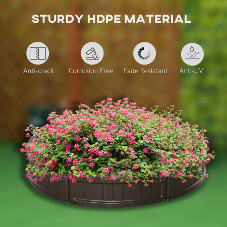  Pat de gradina inaltat din HDPE, jardiniera de exterior rotund, Φ123x21cm, maro [4]