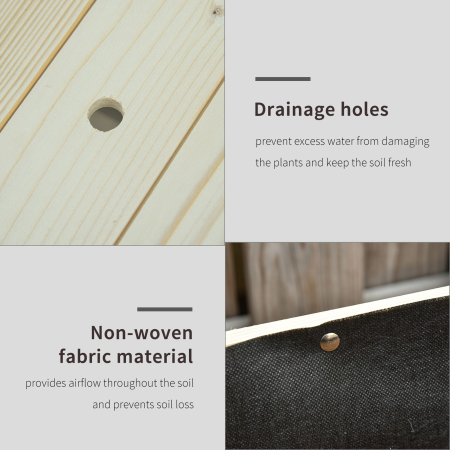  Pat de gradina inaltat din lemn cu roti si raft inferior, 118x55x83cm, lemn natural [6]