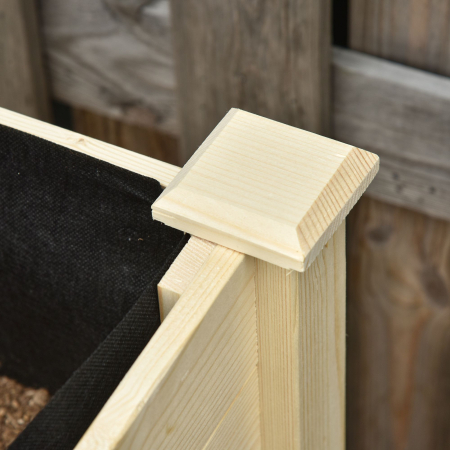  Pat de gradina inaltat din lemn cu roti si raft inferior, 118x55x83cm, lemn natural [7]