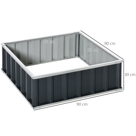  Pat de Gradina Inaltat din Otel, Baza Deschisa si Asamblare fara Utilizarea Sculelor, 90x90x30cm [2]