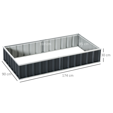  Pat de Gradina Inaltat din Tabla de Otel, 174x90x30cm [2]