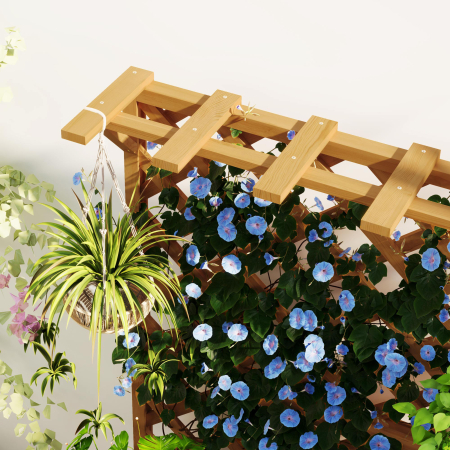  Pat de Gradina Ridicat din Lemn cu Spalier si Pergola 64x33x122 cm [8]
