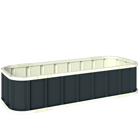Living & hol -  Pat de Gradina Ridicat pentru Exterior cu Baza Deschisa, Manusi, Margini Pliate, Jardiniera din Otel Galvanizat, pentru Plante, Flori, Legume, Balcon Gradina, 136x52x31 cm, Gri inchis