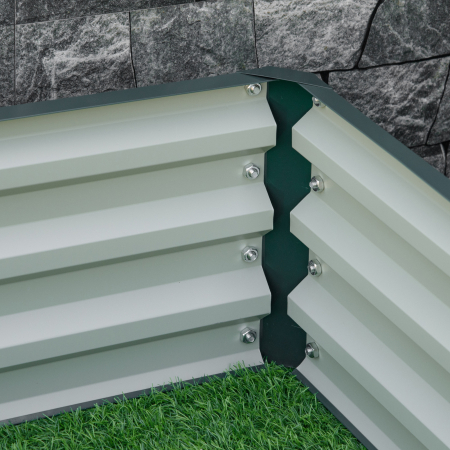  Pat de Gradina Suprainaltat 120x120x30cm Galvanizat, Pat Suprainaltat pentru Plante cu Cadru din Otel pentru Legume, Flori, Plante si Ierburi, Verde [7]