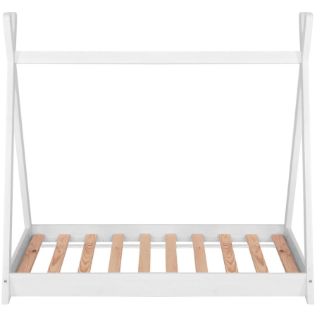 Pat din lemn pentru copii, model TeePee, somiera inclusa, 61x146x130 cm, alb [7]