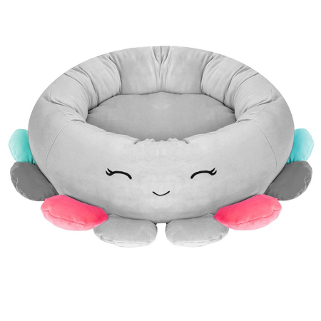 Pet Shop - Pat pentru caini, cu margini groase ridicate, antiderapant, model meduza, 70x70x20 cm, gri