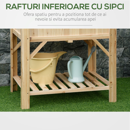  Pat pentru Gradina de Legume Inaltat cu  6 Compartimente, Jardiniera de Exterior Suport Plante din Lemn de Brad, 78.5x58x81cm [4]