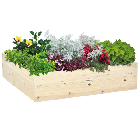 Living & hol -  Pat pentru Gradina de Legume inaltat din Lemn, Jardiniera de Gradina pentru Plante si Legume, 117x117x30 cm