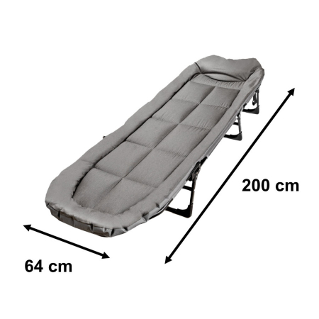 Pat pliabil camping cu saltea, reglabil 5 pozitii, cadru otel, maxim 100 kg, 200x64x30 cm, gri [3]