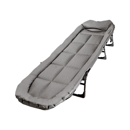 Pat pliabil camping cu saltea, reglabil 5 pozitii, cadru otel, maxim 100 kg, 200x64x30 cm, gri [4]