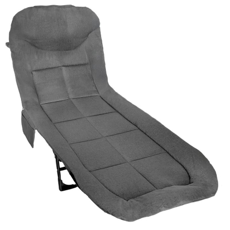 Gradina & balcon - Pat pliabil camping Deluxe Trip cu spatar reglabil tip sezlong, 200x65x32 cm, gri