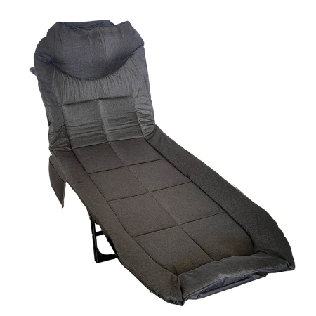 Pat pliabil camping Deluxe Trip cu spatar reglabil tip sezlong, 200x65x32 cm, gri [7]