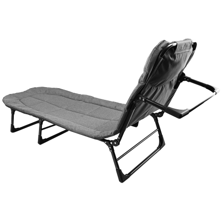 Pat pliabil camping Deluxe Trip cu spatar reglabil tip sezlong, 200x65x32 cm, gri [5]