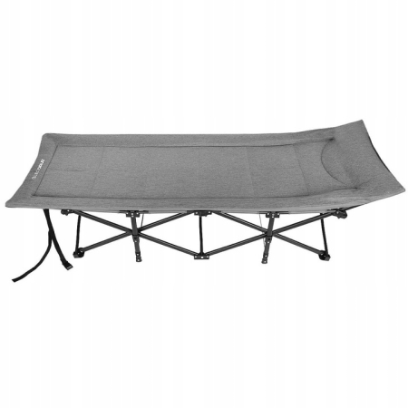 Pat pliant pentru camping, cu saltea si perna, structura metalica, 190x70x37cm, gri [12]