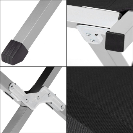 Pat pliant camping structura metalica cu husa transport, pliabil compact, max 150 kg, 190x74x42 cm, negru [13]
