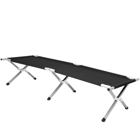 Pat pliant camping structura metalica cu husa transport, pliabil compact, max 150 kg, 190x74x42 cm, negru