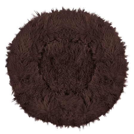 Pat pufos caini pisici husa detasabila lavabila rotund, 80 cm diametru, anti-alunecare, maro [8]