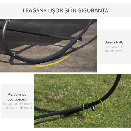  Pat sezlong de Gradina Tip Balansoar 2 Locuri, din Textilene [3]