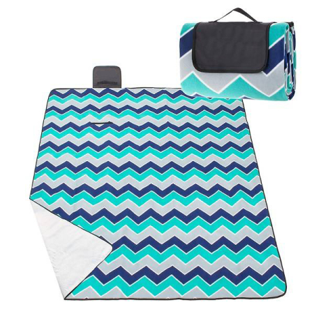 Corturi & articole camping - Patura pentru picnic sau plaja, cu folie izolatoare si maner, 180x220cm, albastru verde