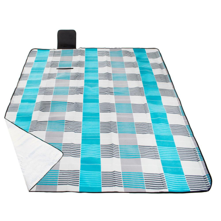 Patura pentru picnic sau plaja, cu folie izolatoare si maner, 200x300cm, albastru gri [1]