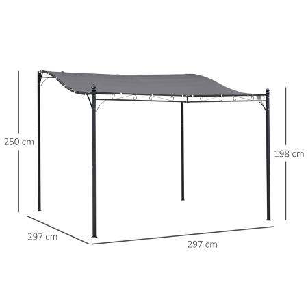  Pavilion Cort Foisor 3x3m pentru Gradina sau Terasa cu perdea Gri [2]