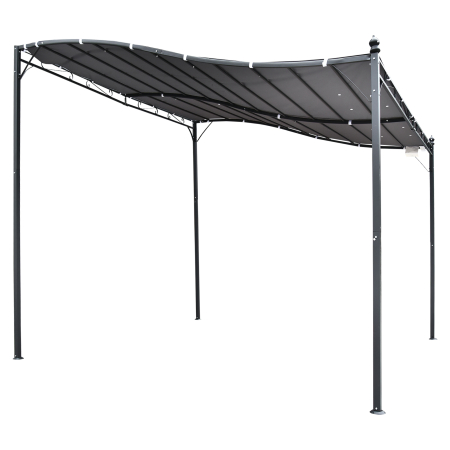  Pavilion Cort Foisor 3x3m pentru Gradina sau Terasa cu perdea Gri [6]