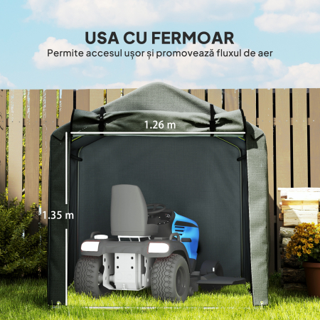  Pavilion Cort pentru Masina cu Intrare Rulabila, Corzi si tarusi, 220x157x165 cm, Gri inchis [5]