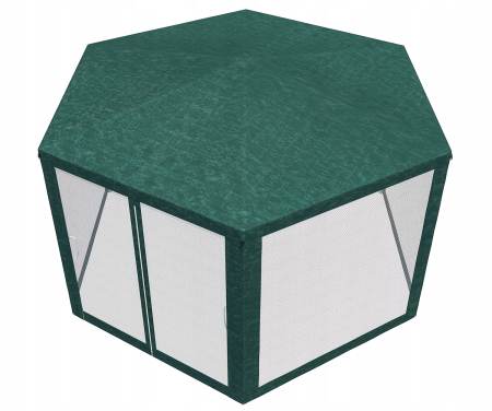 Pavilion cu plasa anti-insecte, fermoar, hexagonal, 200cm, Verde [10]