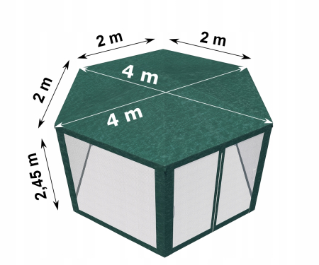Pavilion cu plasa anti-insecte, fermoar, hexagonal, 200cm, Verde [5]
