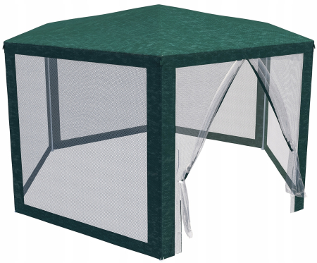 Pavilion cu plasa anti-insecte, fermoar, hexagonal, 200cm, Verde [11]