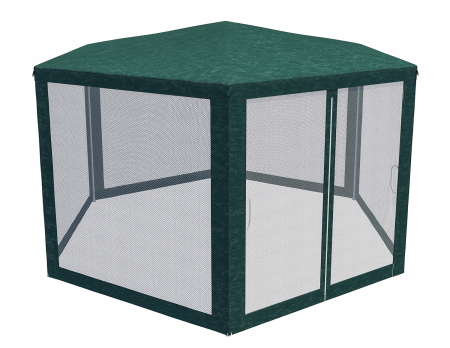 Pavilion cu plasa anti-insecte, fermoar, hexagonal, 200cm, Verde [1]