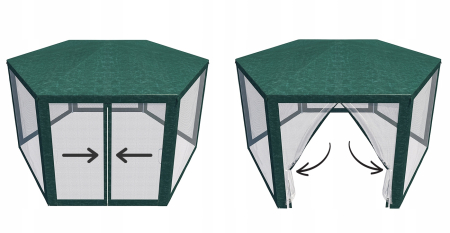 Pavilion cu plasa anti-insecte, fermoar, hexagonal, 200cm, Verde [12]
