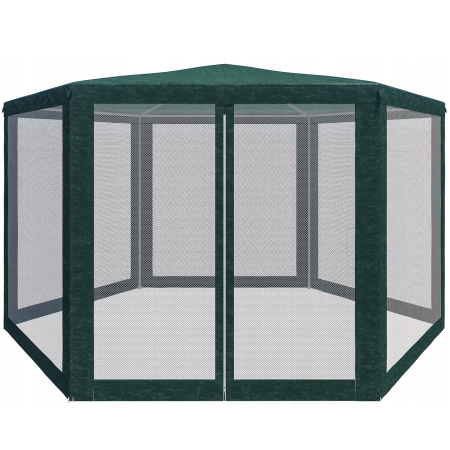 Gradina & balcon - Pavilion cu plasa anti-insecte, fermoar, hexagonal, 200cm, Verde