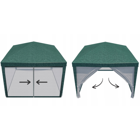 Pavilion cu plasa anti-insecte si fermoar, patrat, 3x3m, Verde [13]