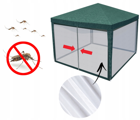 Pavilion cu plasa anti-insecte si fermoar, patrat, 3x3m, Verde [5]