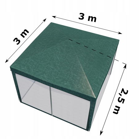 Pavilion cu plasa anti-insecte si fermoar, patrat, 3x3m, Verde [4]