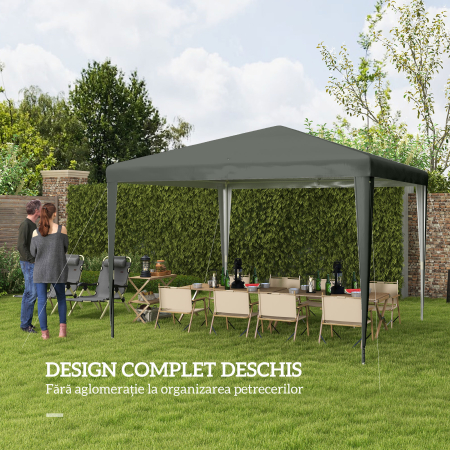 Pavilion  de Gradina 3x3 m Portabil cu Acoperire Anti UV, Gri [3]