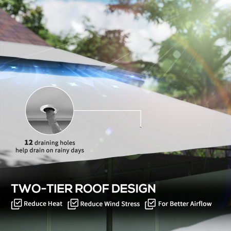  Pavilion de Gradina cu Acoperis Dublu, 397x297x265 cm, Alb Crem [3]