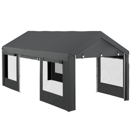 Gradina & balcon -  Pavilion de Gradina cu inaltime Reglabila, 4 Usi si 4 Ferestre, 6x3 m, Gri inchis