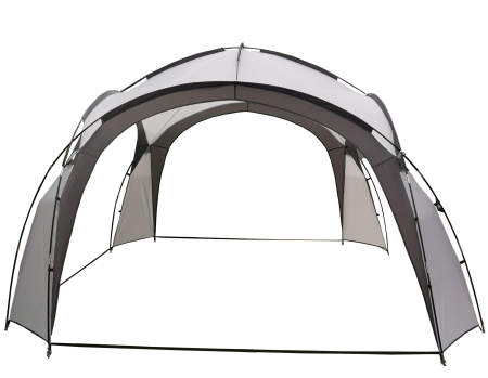 Pavilion gradina 350x350x230 cm, structura fibra de sticla, acoperis poliester impermeabil, gri cu alb [4]
