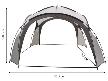 Pavilion gradina 350x350x230 cm, structura fibra de sticla, acoperis poliester impermeabil, gri cu alb [1]